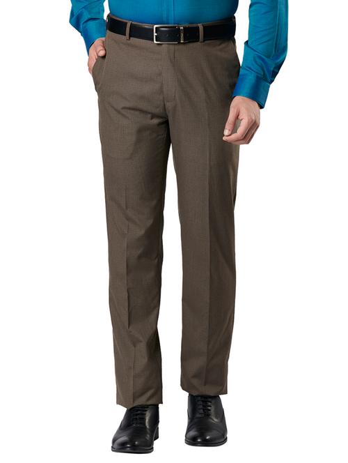 brown checkered flat front formal trouser - 17697450 - Very Small Image - 1