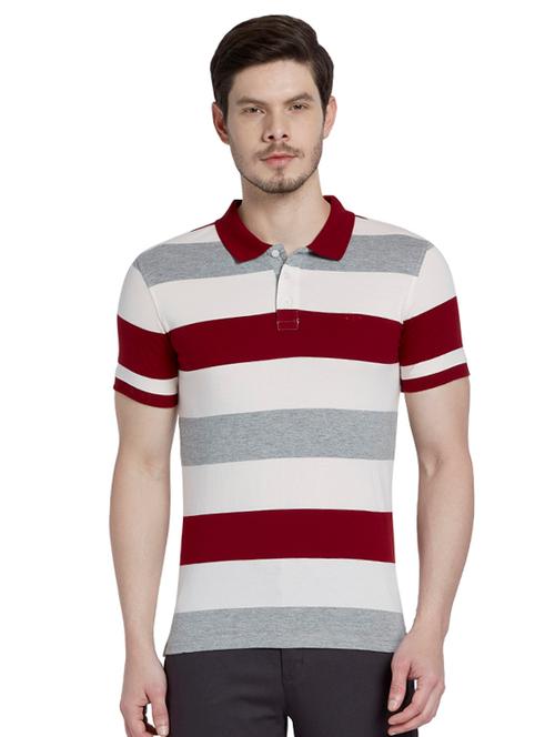 maroon striped polo t-shirt - 17697638 - Very Small Image - 1