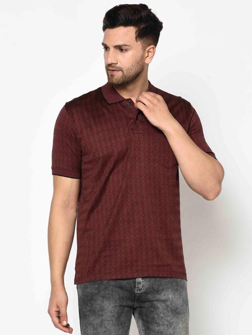 maroon self design polo t-shirt - 17698008 - Very Small Image - 1