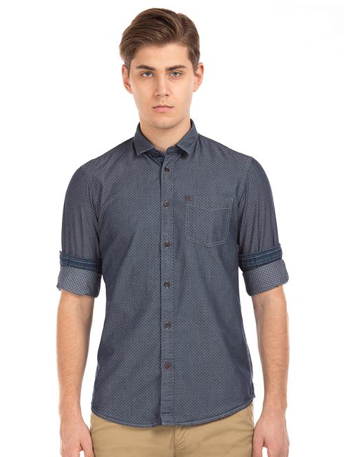blue self design casual shirt - 17699285 - Very Small Image - 1