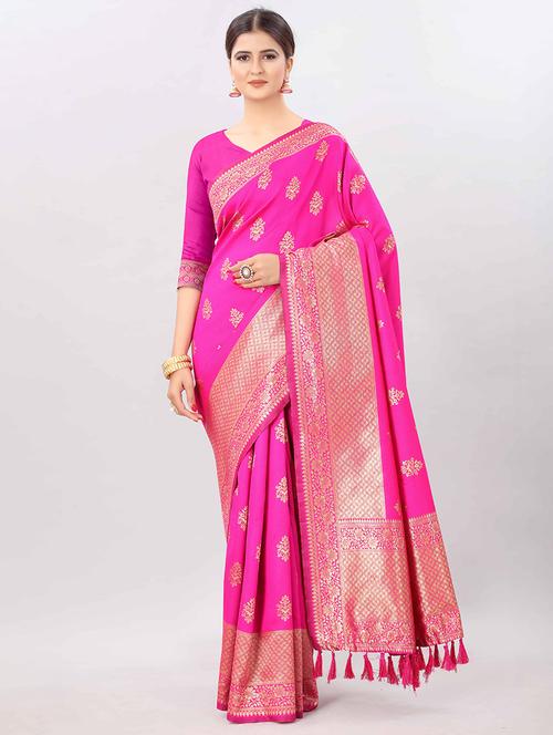 women's banarasi saree with blouse - 17707339 - Very Small Image - 1