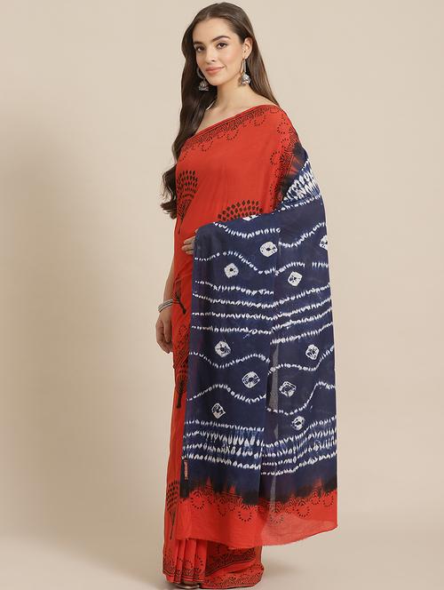 bagru printed saree with blouse - 17707512 - Very Small Image - 1