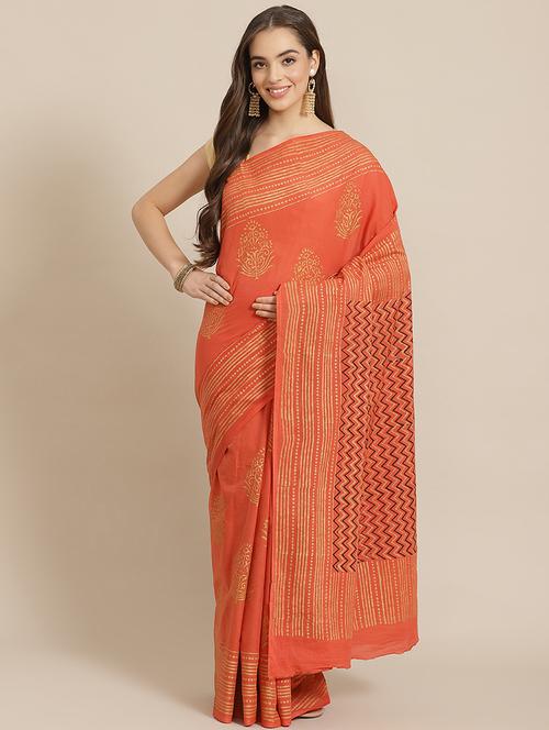 bagru printed saree with blouse - 17707517 - Very Small Image - 1
