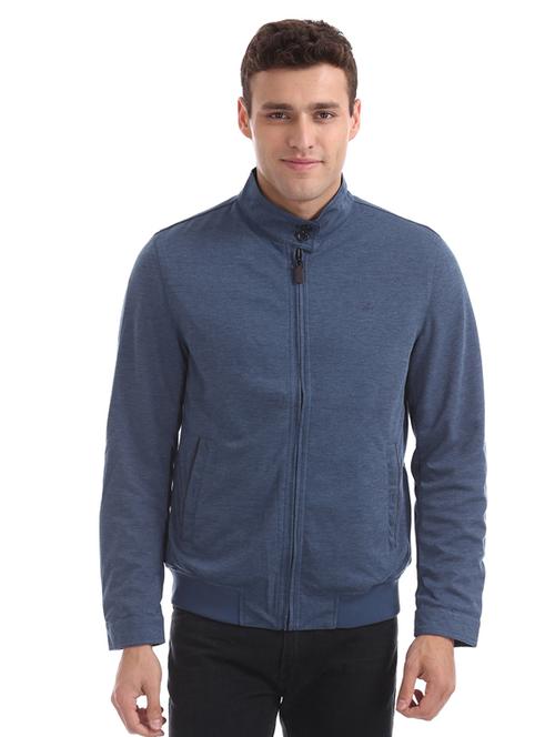blue solid casual jacket - 17707951 - Very Small Image - 1