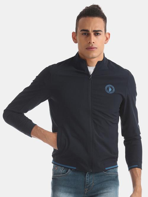 navy blue solid casual jacket - 17708181 - Very Small Image - 1