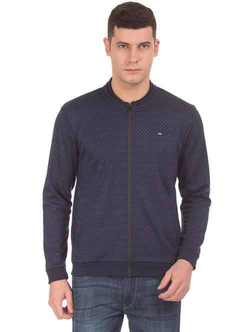 navy blue printed bomber jacket - 17708211 - Very Small Image - 1