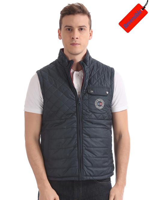 blue solid quilted jacket - 17708378 - Very Small Image - 1
