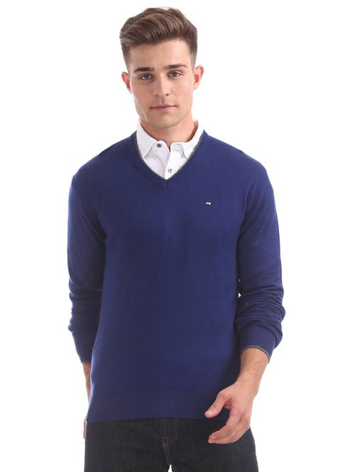 blue solid pullover - 17708544 - Very Small Image - 1