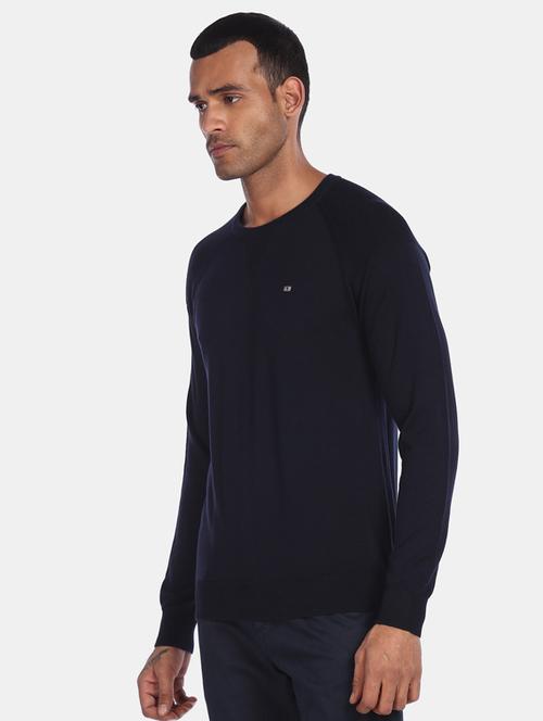 navy blue solid pullover - 17708693 - Very Small Image - 1