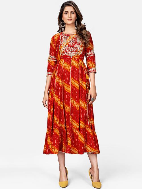 women bandhani tierd ethnic dress - 17709334 - Very Small Image - 1