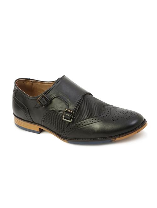 black leather slip on monk straps - 17709394 - Very Small Image - 1