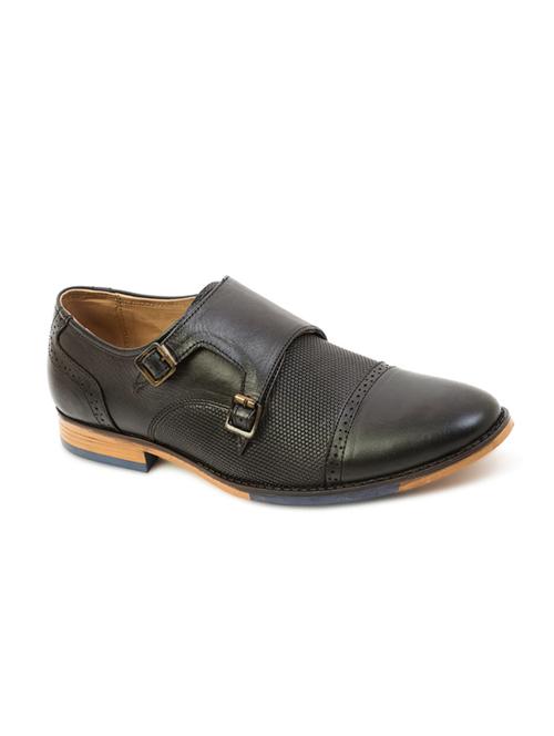 black leather slip on monk straps - 17709396 - Very Small Image - 1