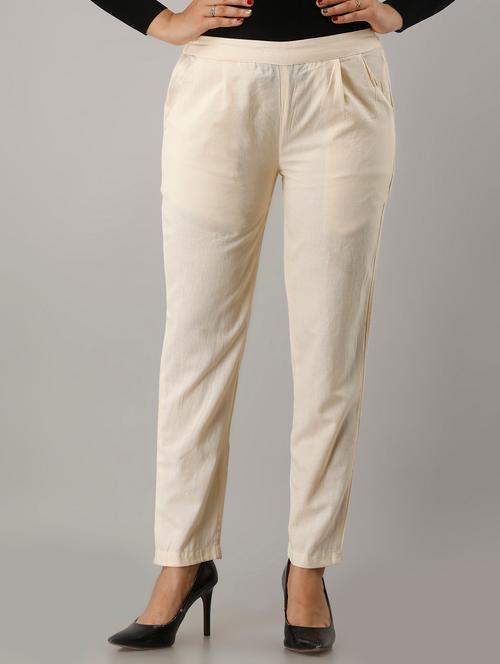 women solid pleated cigarette pants - 17714817 - Very Small Image - 1