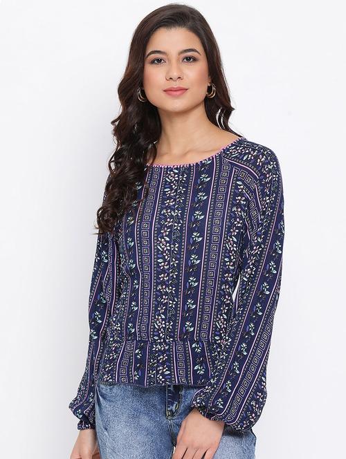 women's peplum round neck top - 17715117 - Very Small Image - 1