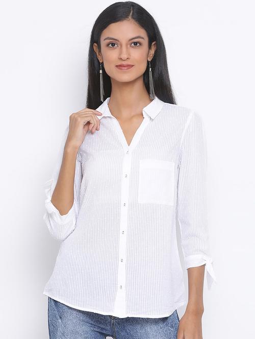 tie knot sleeved striped shirt - 17715338 - Very Small Image - 1