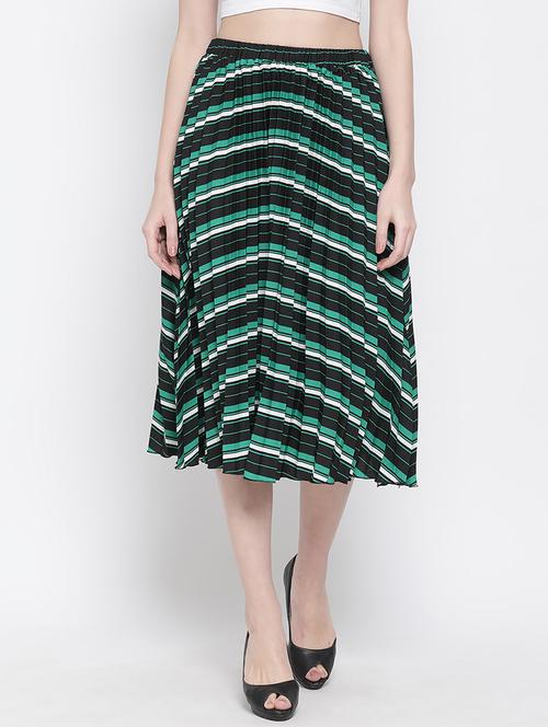 mid rise striped a-line skirt - 17715431 - Very Small Image - 1