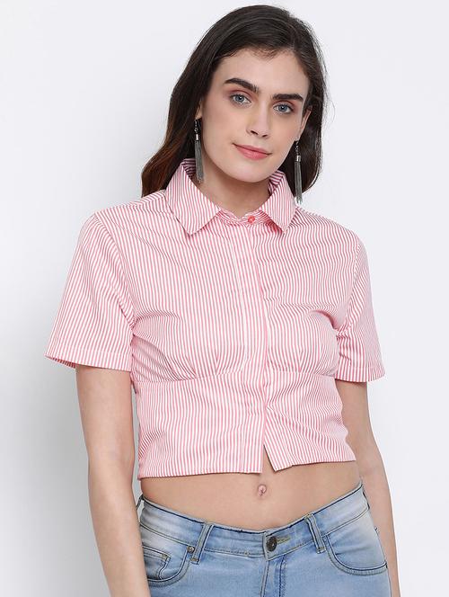 concealed placket crop shirt  - 17715457 - Very Small Image - 1