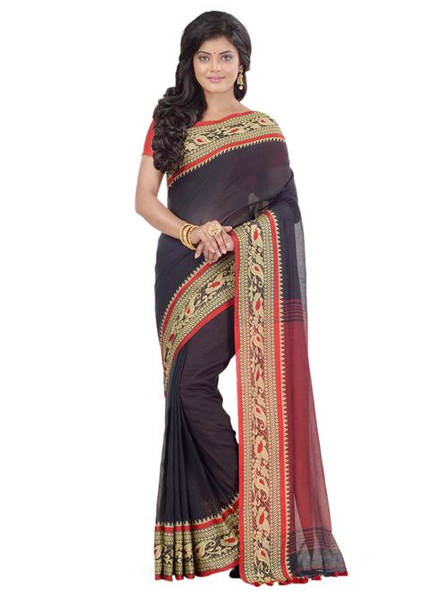solid handloom saree with blouse - 17715646 - Very Small Image - 1