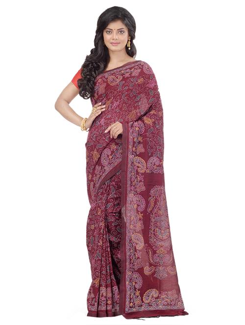 floral handloom saree with blouse - 17715647 - Very Small Image - 1