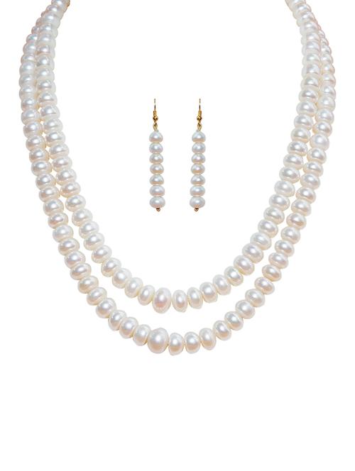 white colored crystal necklaces and earring - 17715756 - Very Small Image - 1