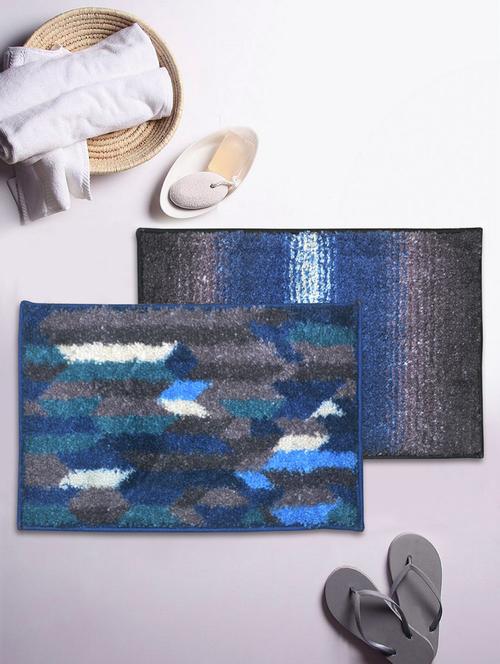bianca soft-cotton bath mat with rubber back -2pc small (super dry) abstract-blue/grey5 blue/grey8 - 17716922 - Very Small Image - 1