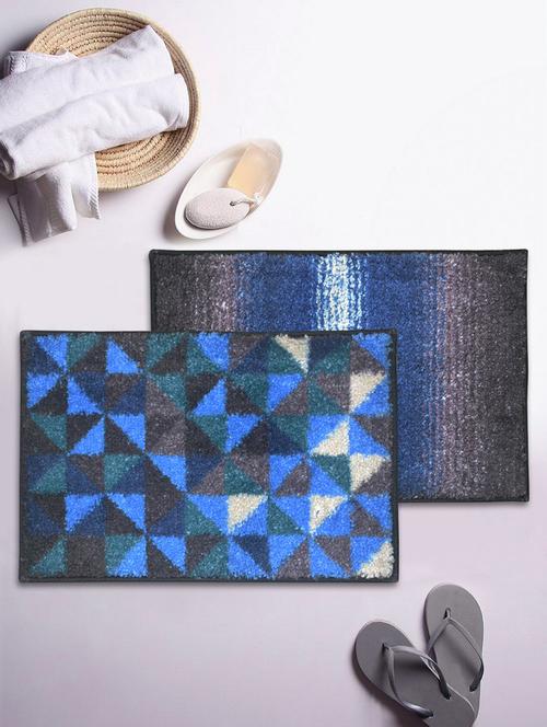 bianca soft-cotton bath mat with rubber back -2pc small (super dry) abstract-blue/grey6 blue/grey8 - 17716927 - Very Small Image - 1