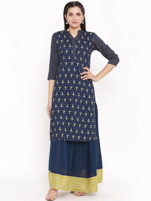 navy blue kurta skirt set - 17717136 - Very Small Image - 1