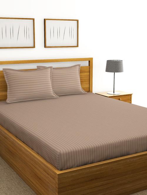 bianca 210tc satin-strie 100% cotton xl-king-size double bedsheet with 2 pillow cover - solid dyed -3pc set - 17717393 - Very Small Image - 1