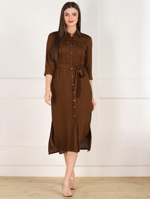 women's shirt solid dress - 17717605 - Very Small Image - 1