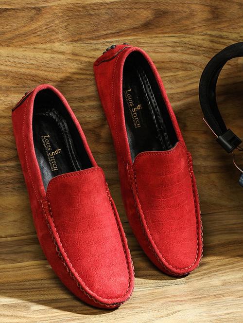 red suede slip on loafers - 17718481 - Very Small Image - 1
