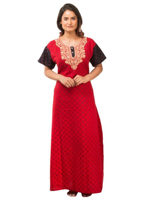 round neck printed nighty  - 17718656 - Very Small Image - 1