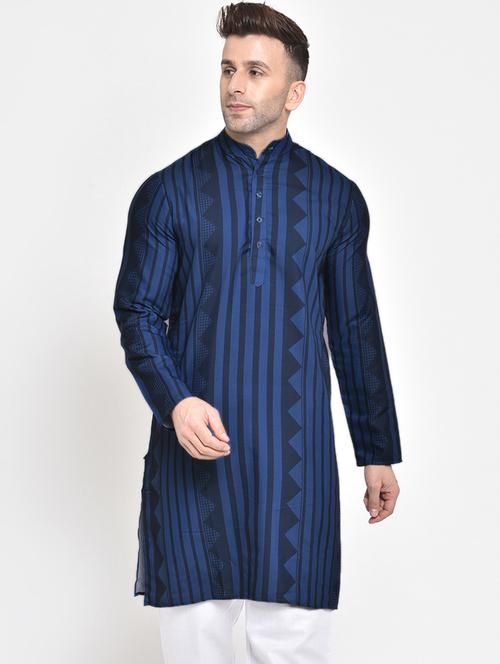 navy blue printed long kurta - 17718784 - Very Small Image - 1