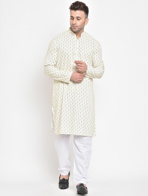 white striped kurta pyjama set - 17718877 - Very Small Image - 1