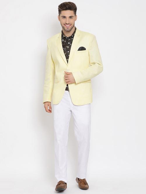 yellow solid single breasted suit - 17718895 - Very Small Image - 1