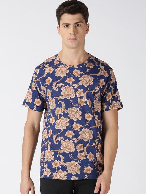 blue floral all over print t-shirt - 17718968 - Very Small Image - 1