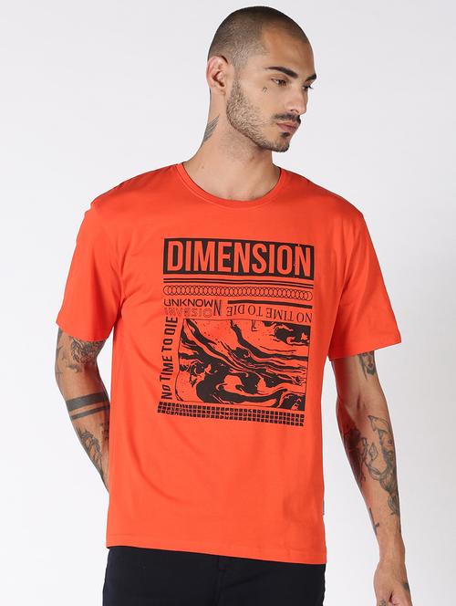orange chest print t-shirt - 17719338 - Very Small Image - 1