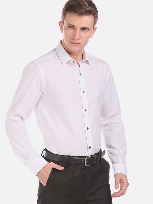 white solid formal shirt - 17727521 - Very Small Image - 1