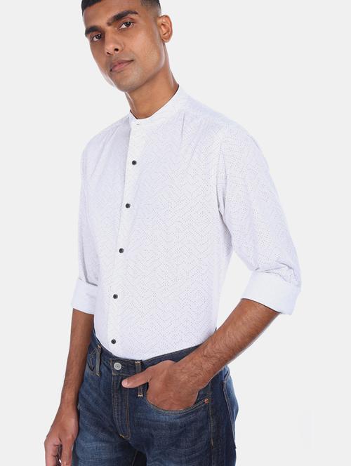 white printed formal shirt - 17727537 - Very Small Image - 1