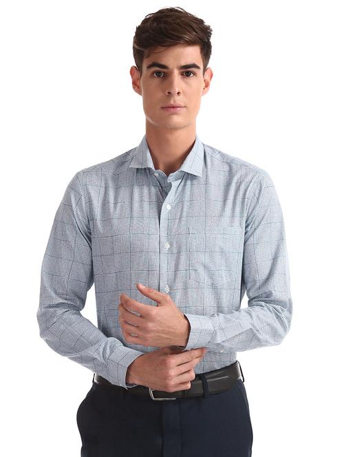 blue checkered formal shirt - 17727795 - Very Small Image - 1