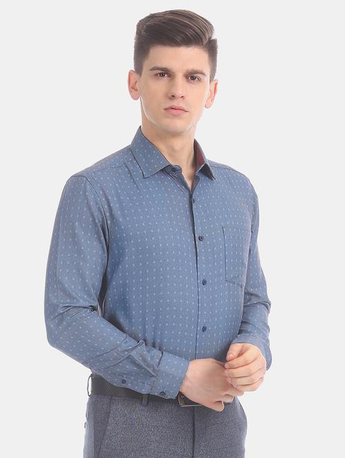 blue self design formal shirt - 17727898 - Very Small Image - 1