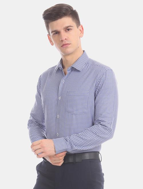 blue checkered formal shirt - 17727919 - Very Small Image - 1