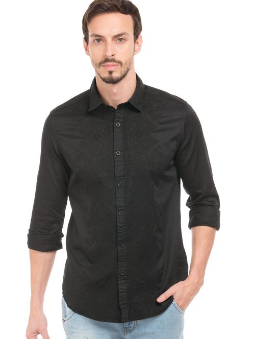 black self design casual shirt - 17728049 - Very Small Image - 1