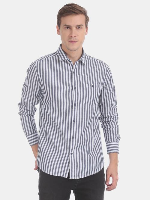 blue striped casual shirt - 17728284 - Very Small Image - 1