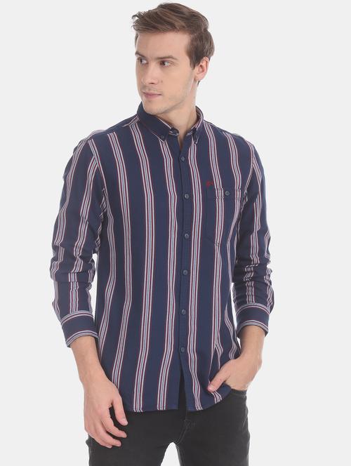 blue striped casual shirt - 17728300 - Very Small Image - 1