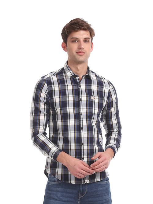 blue checkered casual shirt - 17728376 - Very Small Image - 1