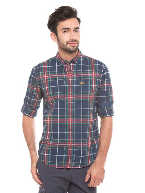 blue checkered casual shirt - 17728384 - Very Small Image - 1