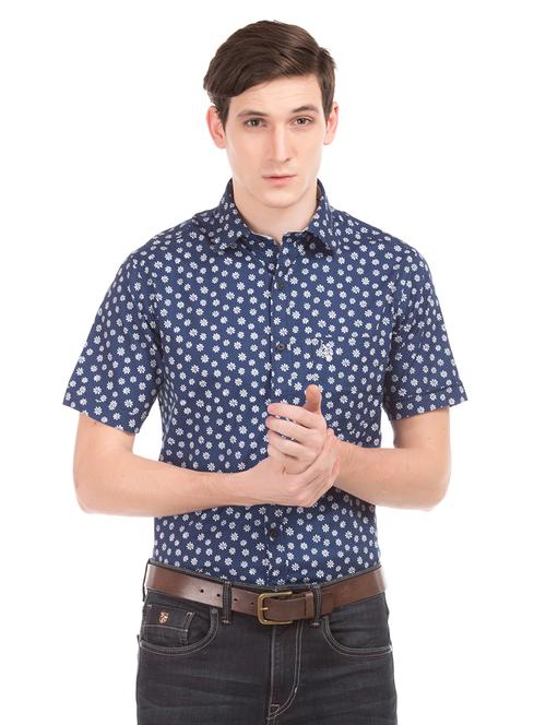 blue floral casual shirt - 17728386 - Very Small Image - 1