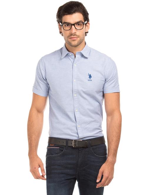blue solid casual shirt - 17728396 - Very Small Image - 1