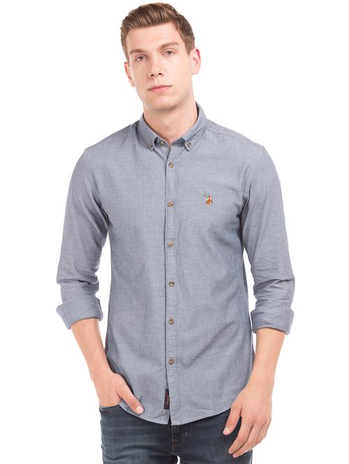 blue solid casual shirt - 17728411 - Very Small Image - 1