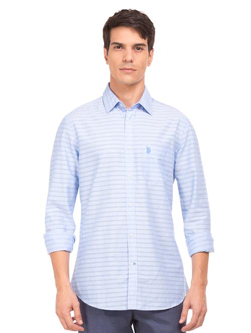 blue striped casual shirt - 17728473 - Very Small Image - 1